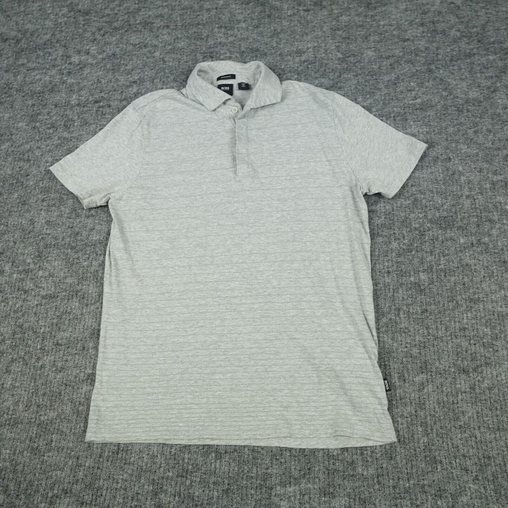 Hugo Boss Shirt Mens Medium Gray Polo Golf‎ Preppy Regular Fit Casual Adult